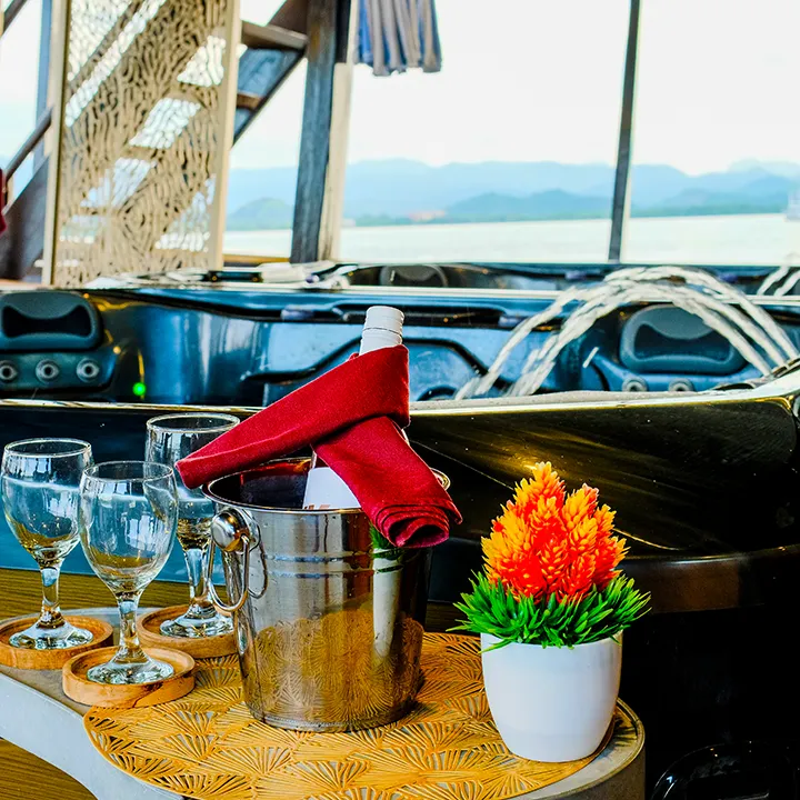 Luxury liveaboard deck jacuzzi with ocean view Komodo National Park